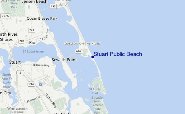 locatiekaart van Stuart Public Beach