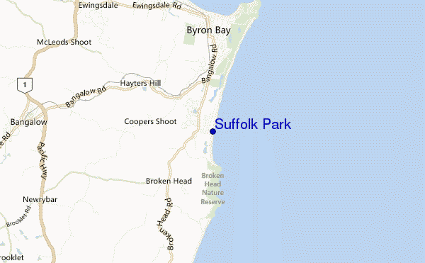 locatiekaart van Suffolk Park
