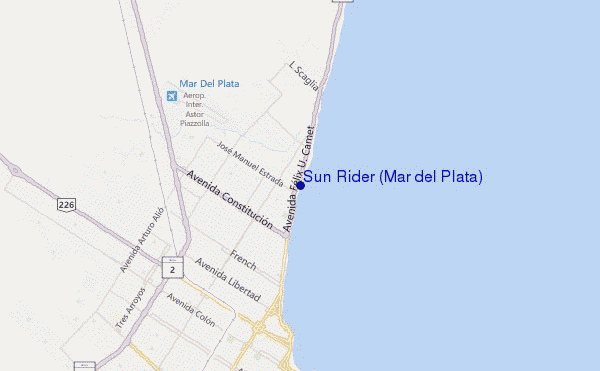 locatiekaart van Sun Rider (Mar del Plata)