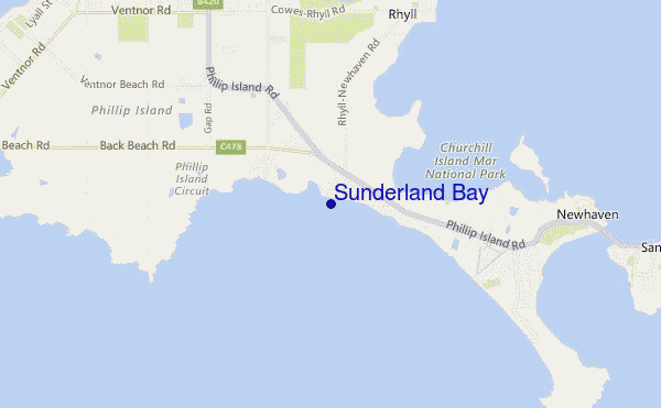 locatiekaart van Sunderland Bay