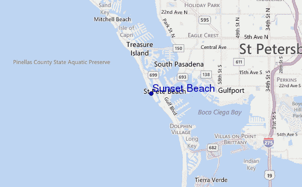 locatiekaart van Sunset Beach