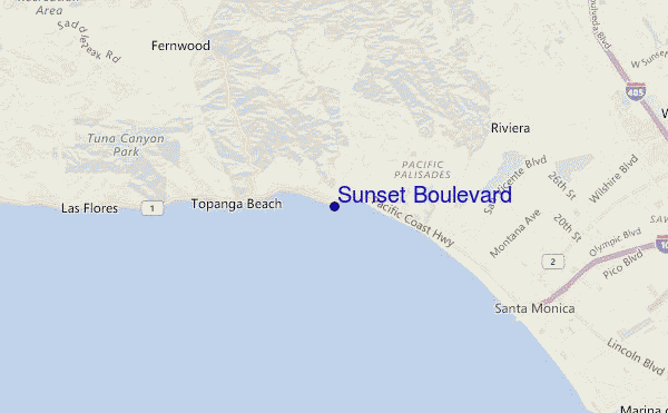 locatiekaart van Sunset Boulevard