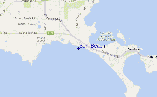 locatiekaart van Surf Beach