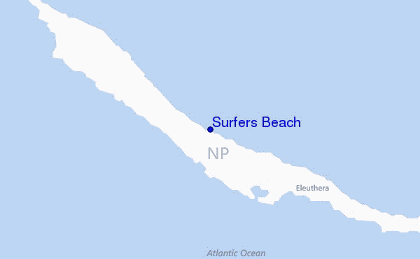 locatiekaart van Surfers Beach