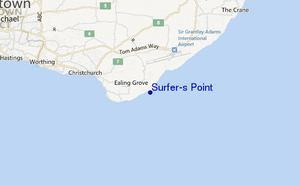 locatiekaart van Surfer's Point
