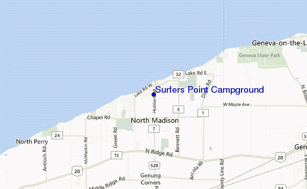 locatiekaart van Surfers Point Campground