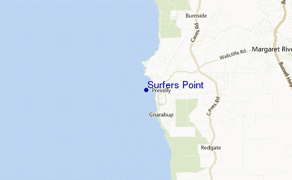 locatiekaart van Surfers Point