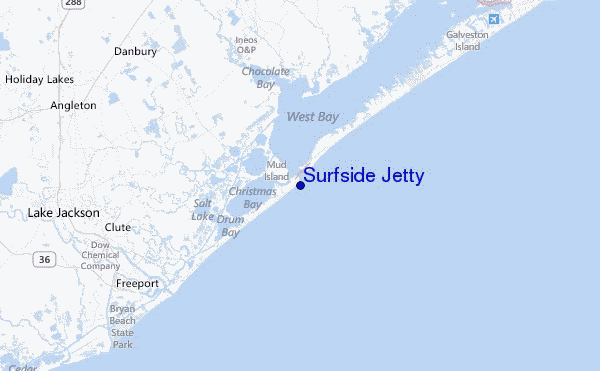 Surfside Jetty Location Map