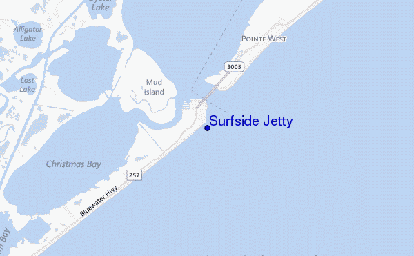 locatiekaart van Surfside Jetty