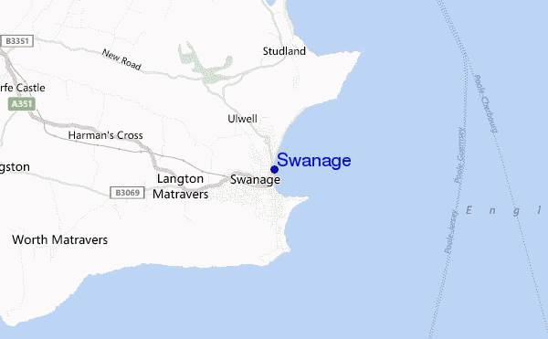 locatiekaart van Swanage