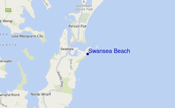 locatiekaart van Swansea Beach