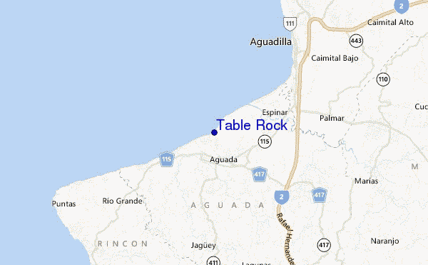 locatiekaart van Table Rock