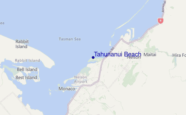 locatiekaart van Tahunanui Beach