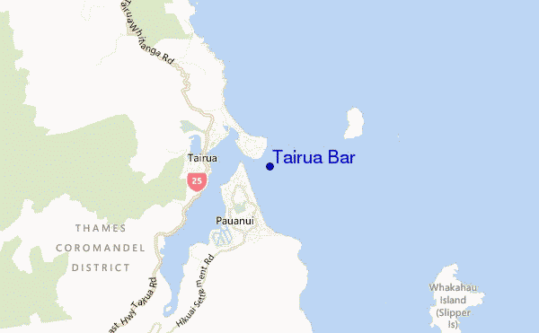 locatiekaart van Tairua Bar
