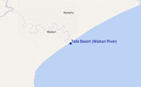 locatiekaart van Taits Beach (Waikari River)
