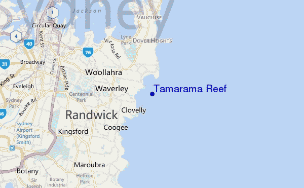 locatiekaart van Tamarama Reef