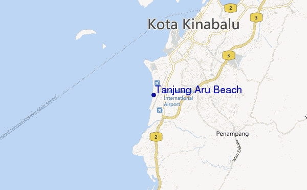 locatiekaart van Tanjung Aru Beach