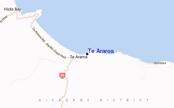 locatiekaart van Te Araroa