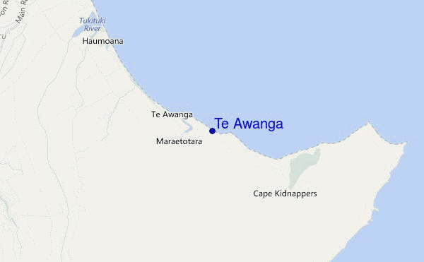 locatiekaart van Te Awanga