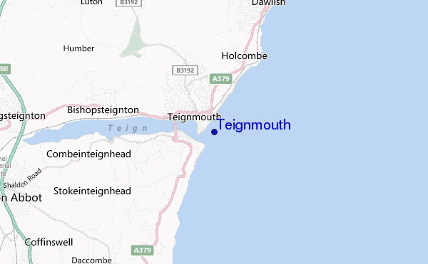 locatiekaart van Teignmouth