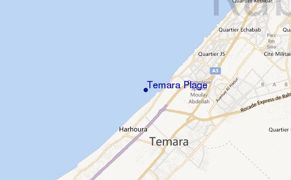 locatiekaart van Temara Plage
