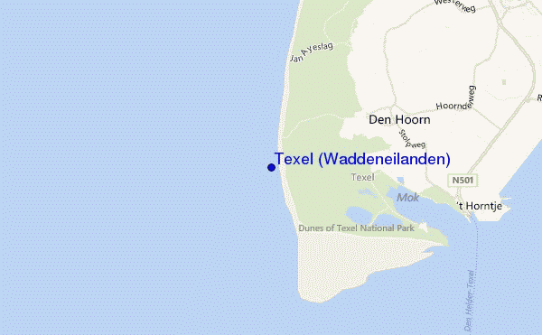 locatiekaart van Texel (Waddeneilanden)