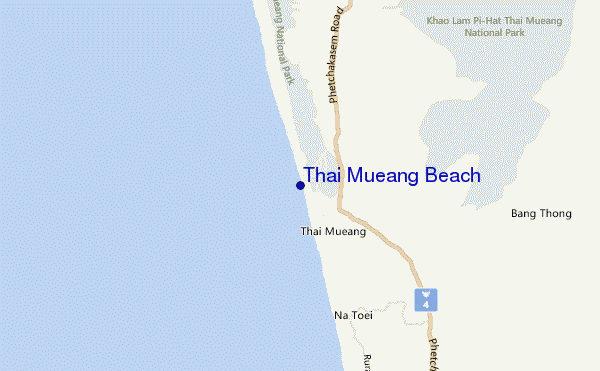 locatiekaart van Thai Mueang Beach