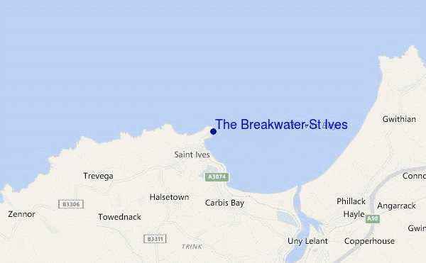locatiekaart van The Breakwater-St Ives