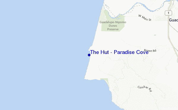 locatiekaart van The Hut - Paradise Cove