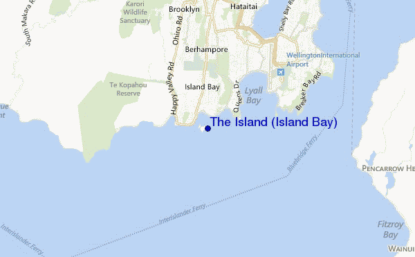 locatiekaart van The Island (Island Bay)