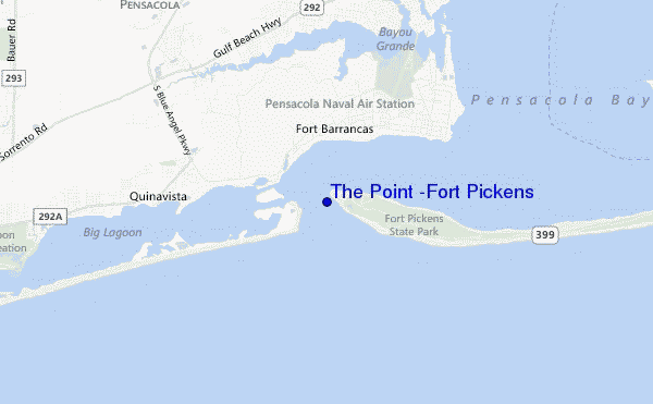 locatiekaart van The Point -Fort Pickens