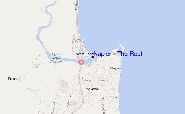 locatiekaart van Napier - The Reef