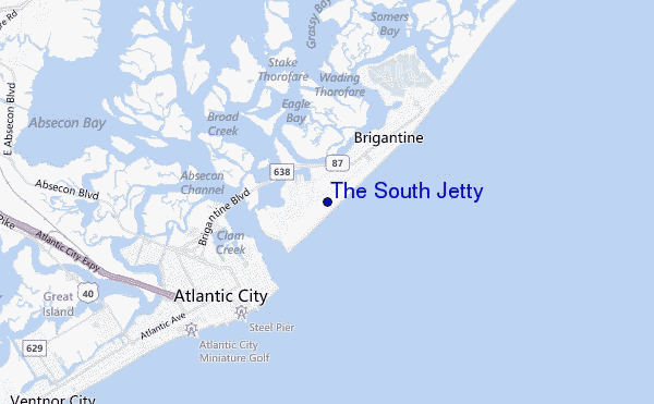 locatiekaart van The South Jetty