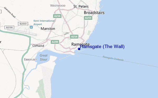 locatiekaart van Ramsgate (The Wall)