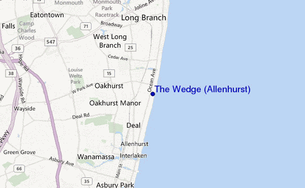 locatiekaart van The Wedge (Allenhurst)