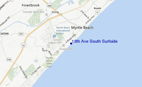 locatiekaart van 13th Ave South Surfside
