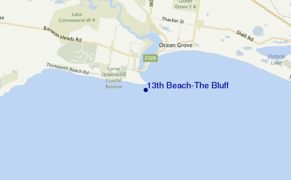 locatiekaart van 13th Beach-The Bluff
