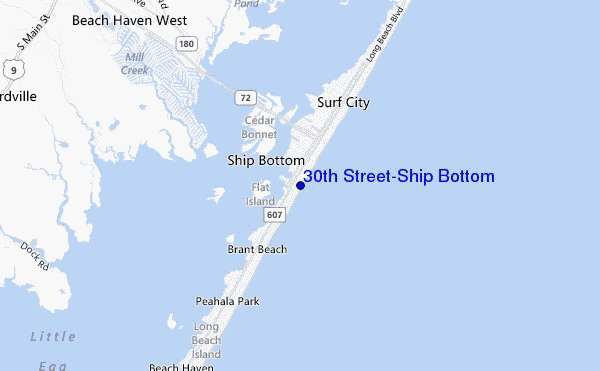 locatiekaart van 30th Street/Ship Bottom