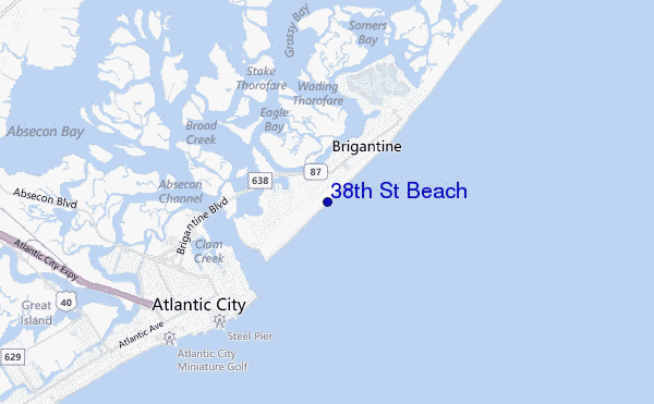 locatiekaart van 38th St Beach