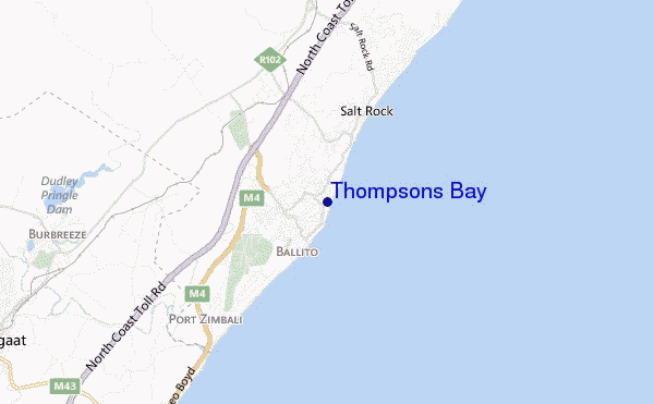 locatiekaart van Thompsons Bay