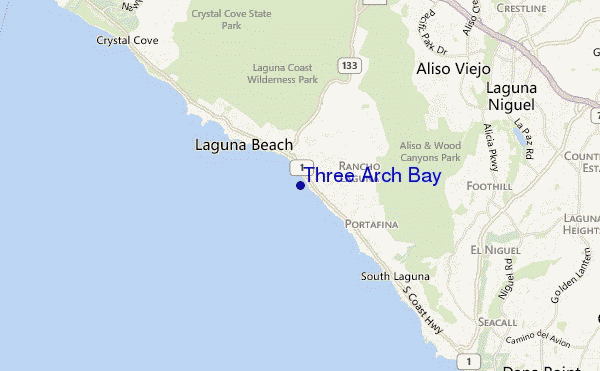 locatiekaart van Three Arch Bay