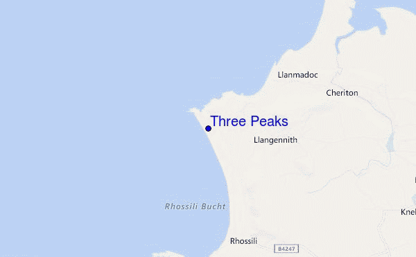 locatiekaart van Three Peaks
