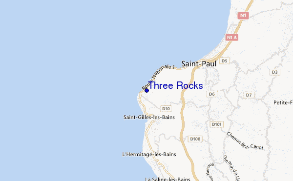 locatiekaart van Three Rocks