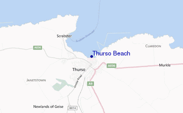 locatiekaart van Thurso Beach