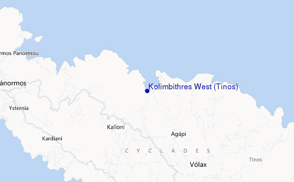 locatiekaart van Kolimbithres West (Tinos)
