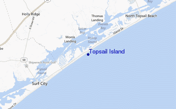 locatiekaart van Topsail Island