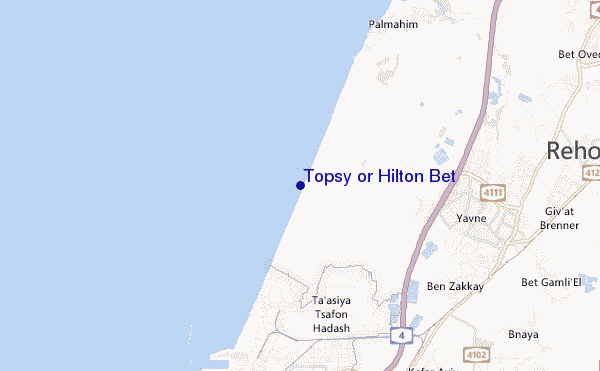 locatiekaart van Topsy or Hilton Bet