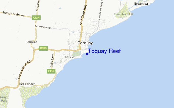 locatiekaart van Toquay Reef