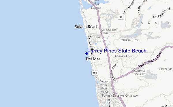 locatiekaart van Torrey Pines State Beach