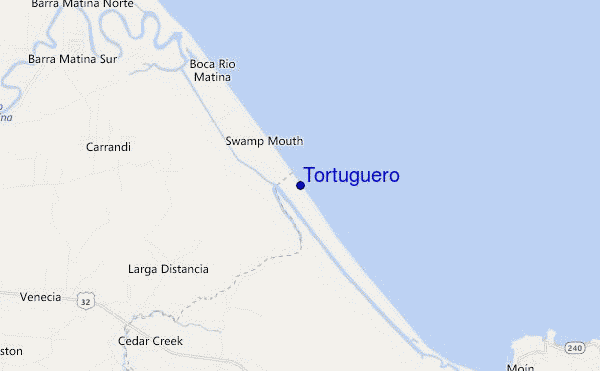 locatiekaart van Tortuguero